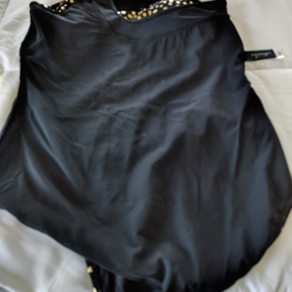 Swimsuits For All Black One Shoulder Gold Speckled One Piece Bathing Suit 16 - Picture 9 of 11